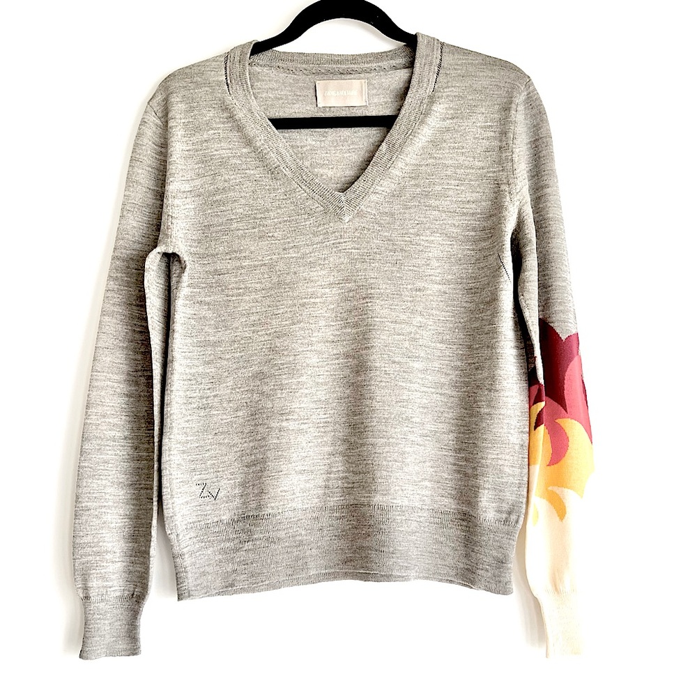 Zadig & Voltaire - Ready Bis Intarsia Knit Flame Merino Wool Sweater Size Small - Picture 5 of 16
